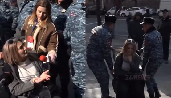 Ոստիկանները նստացույց իրականացնող քաղաքացուն աթոռով հեռացրեցին Կառավարության շենքի առջևից