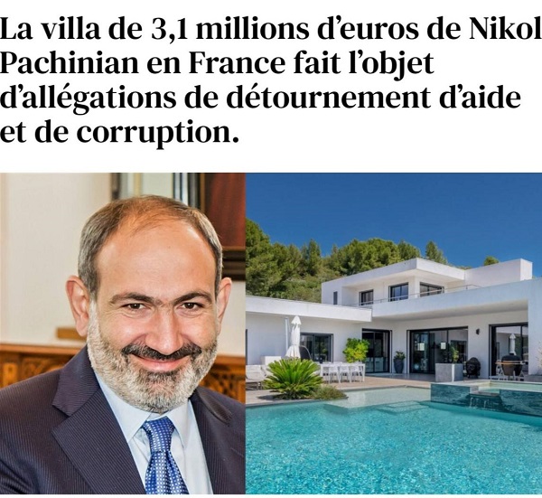 «Նիկոլ Փաշինյանի` Ֆրանսիայում գտնվող` 3,1 միլիոն եվրո արժողությամբ առանձնատունը դարձել է մարդասիրական օգնության յուրացման և կոռուպցիայի մեղադրանքների առարկա». #Française_du_Jour