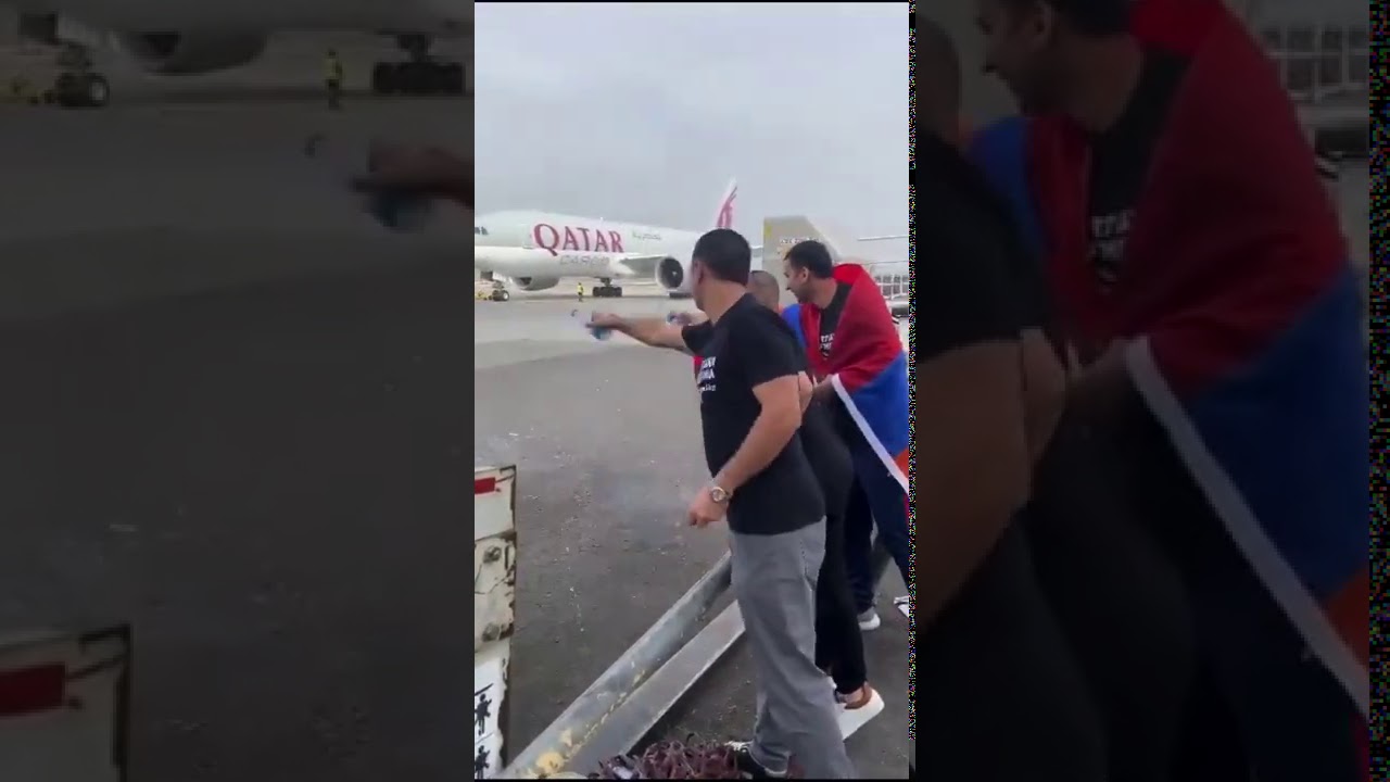 Հայերը ջրով են ճանապարհում Հայաստան եկող հումանիտար օգնության ինքնաթիռը. Տաթևիկ Ռևազյանի տեսանյութը